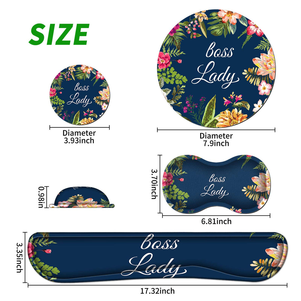 Ergonomic Keyboard Wrist Rests Gel Memory Foam Mouse Pad with Round Mousepad + Coasters, Wrist