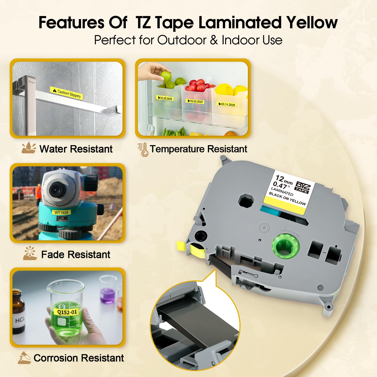 TZ Yellow Tape 12mm 0.47 Compatible for Brother PTouch TZe-631