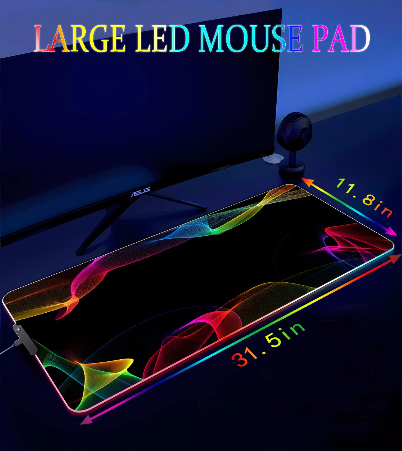 Armanza RGB Gaming Mouse Pad, Large Mousepad with Led Light, Gaming Accessories Keyboard Pad for