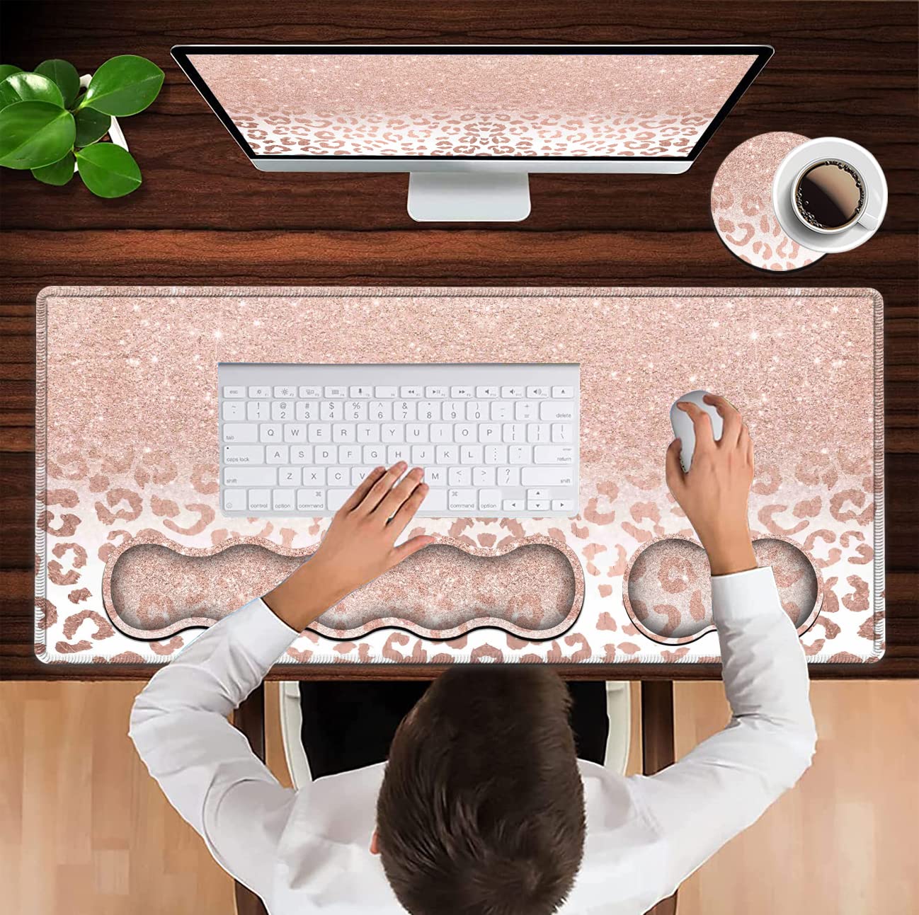 Large Mouse Pad and Gel Mouse Wrist Rest+ Memory Foam Keyboard Wrist Rest Support Set, Non-Slip