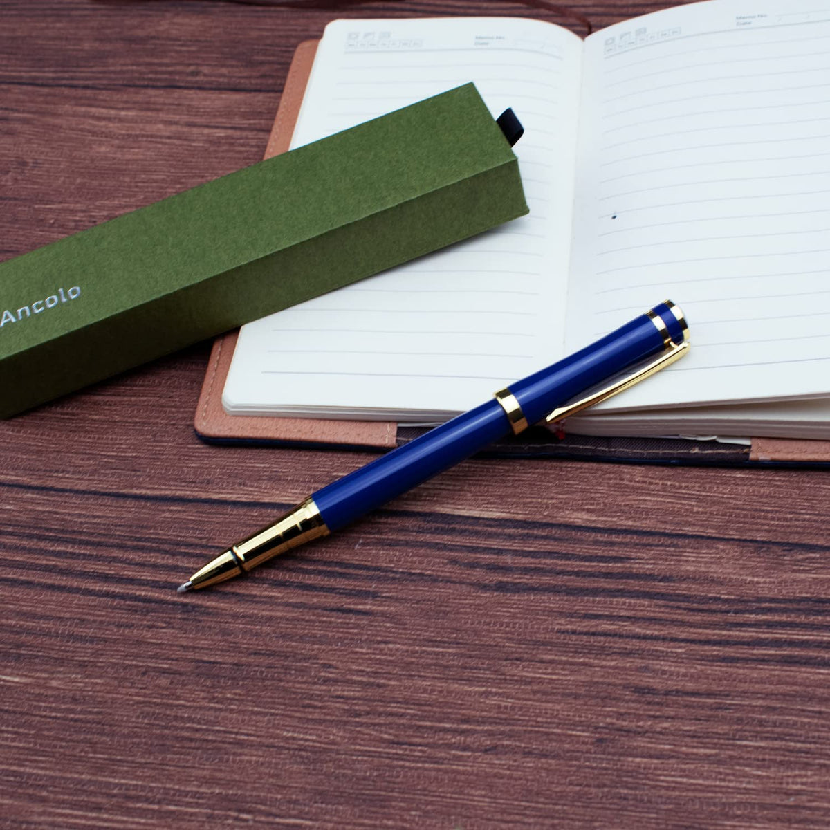 Ancolo Fancy Roller Pen Set. Luxury Roller ball Pen with 2 Black Ink Refills - 0.7 mm. Nice Gift