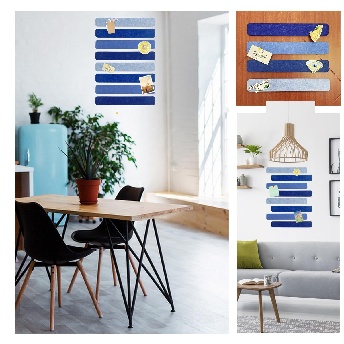 8 Pcs Blue Felt Pin Board Bar Strips Bulletin Board ，Self-Adhesive Bulletin Board Bar Strips，Cork