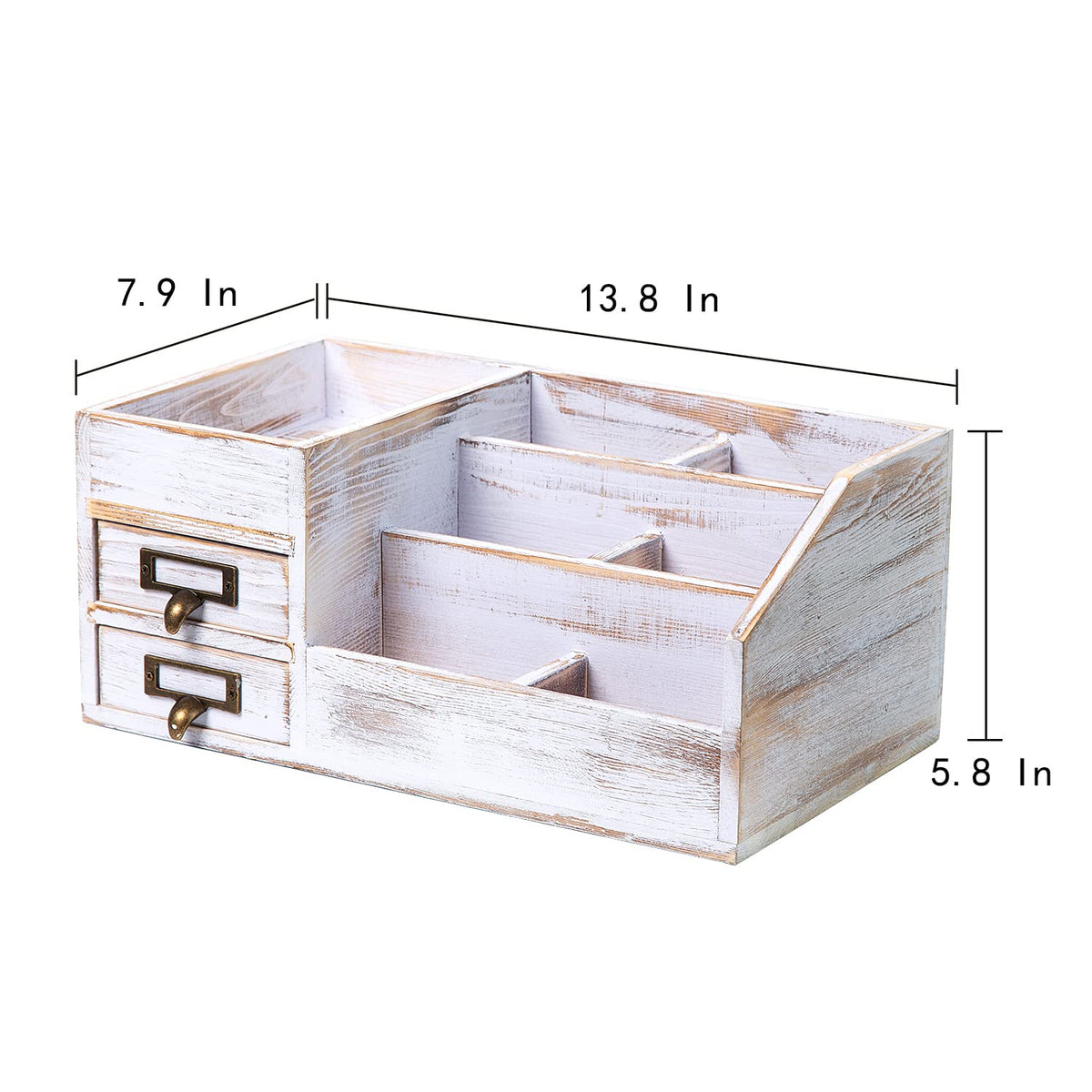 Distressed Rustic Wooden Office Desktop Organizer Shelf Tabletop Home Organizer Storage with