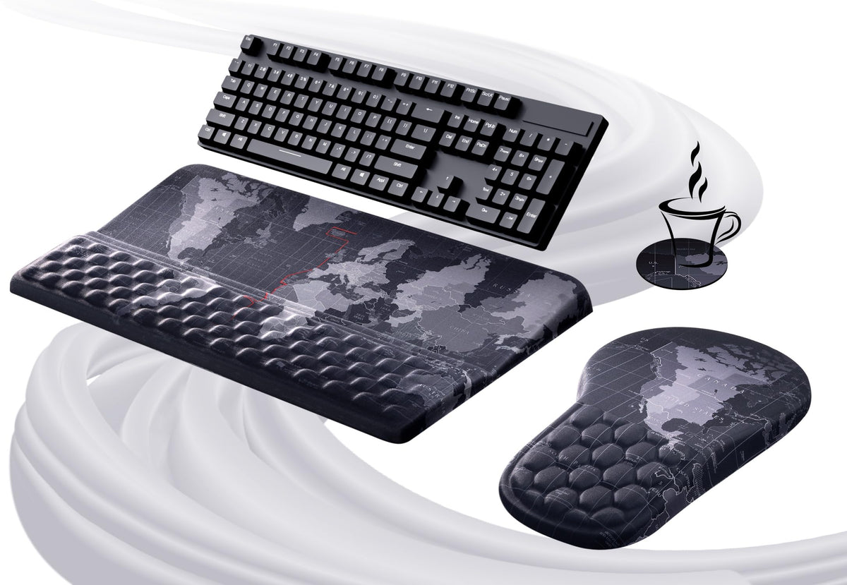 Ospelelf Ergonomic Mouse Pad and Keyboard Stand Wrist Rest Set, Memory Foam Comfort, Pain Relief