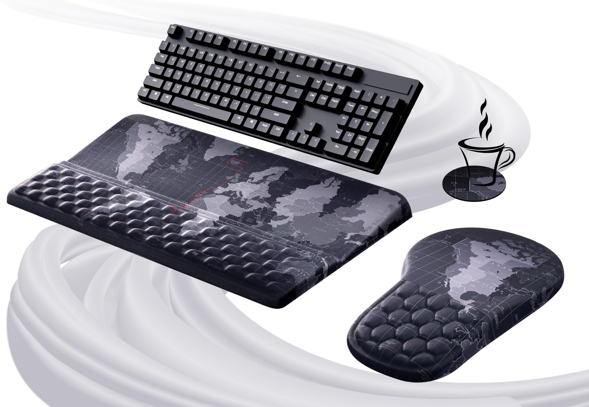 Ospelelf Ergonomic Mouse Pad and Keyboard Stand Wrist Rest Set, Memory Foam Comfort, Pain Relief