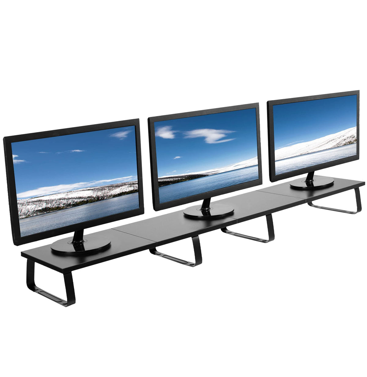 VIVO 55 inch Extra Long Monitor Stand, Wood & Steel Desktop Riser, Multi Screen, TV, Keyboard