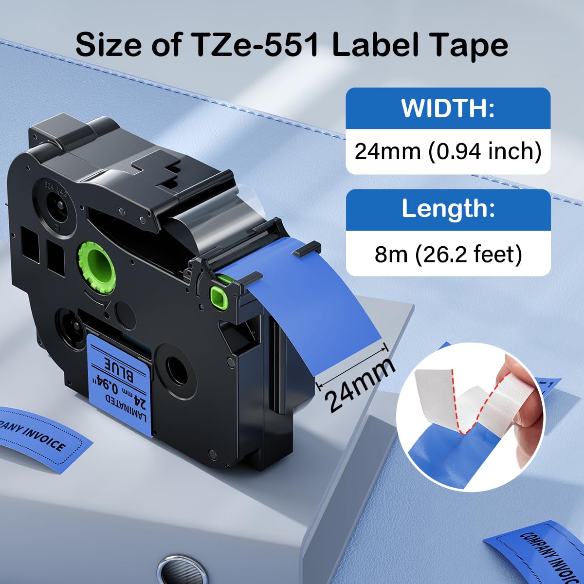 24mm Label Tape Blue TZe-551 Replace for Brother P Touch Label 1 Inch