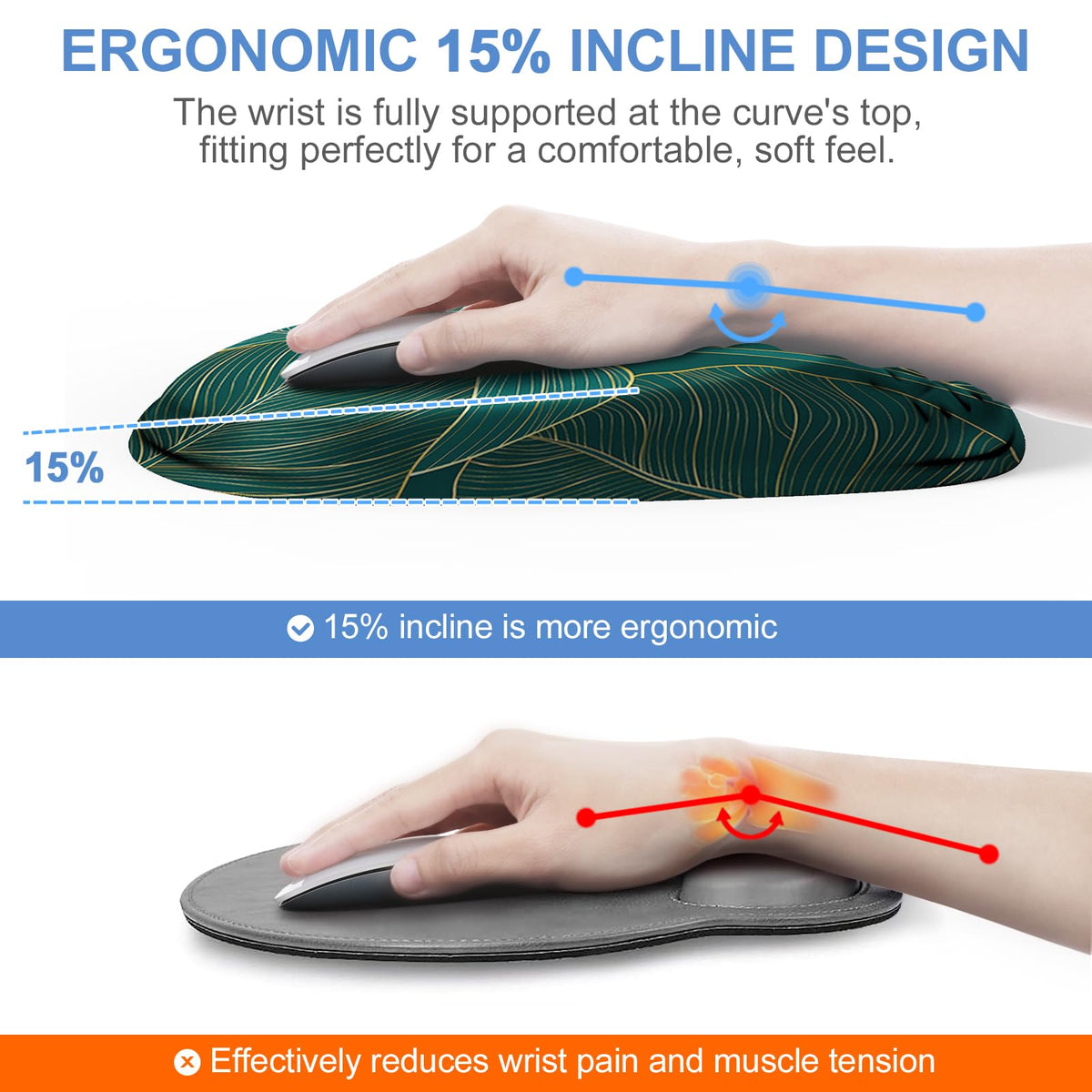 Laokiiy Mouse Pad with Wrist Rest, Comfortable Memory Foam Wrist Rest for Computer Keyboard