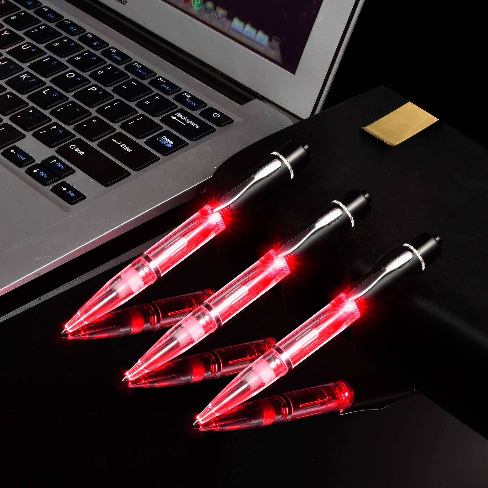 Glovion LED Light Pen, Lighted Ballpoint Pen Penlight for Nighttime Writing – Red Light with Black