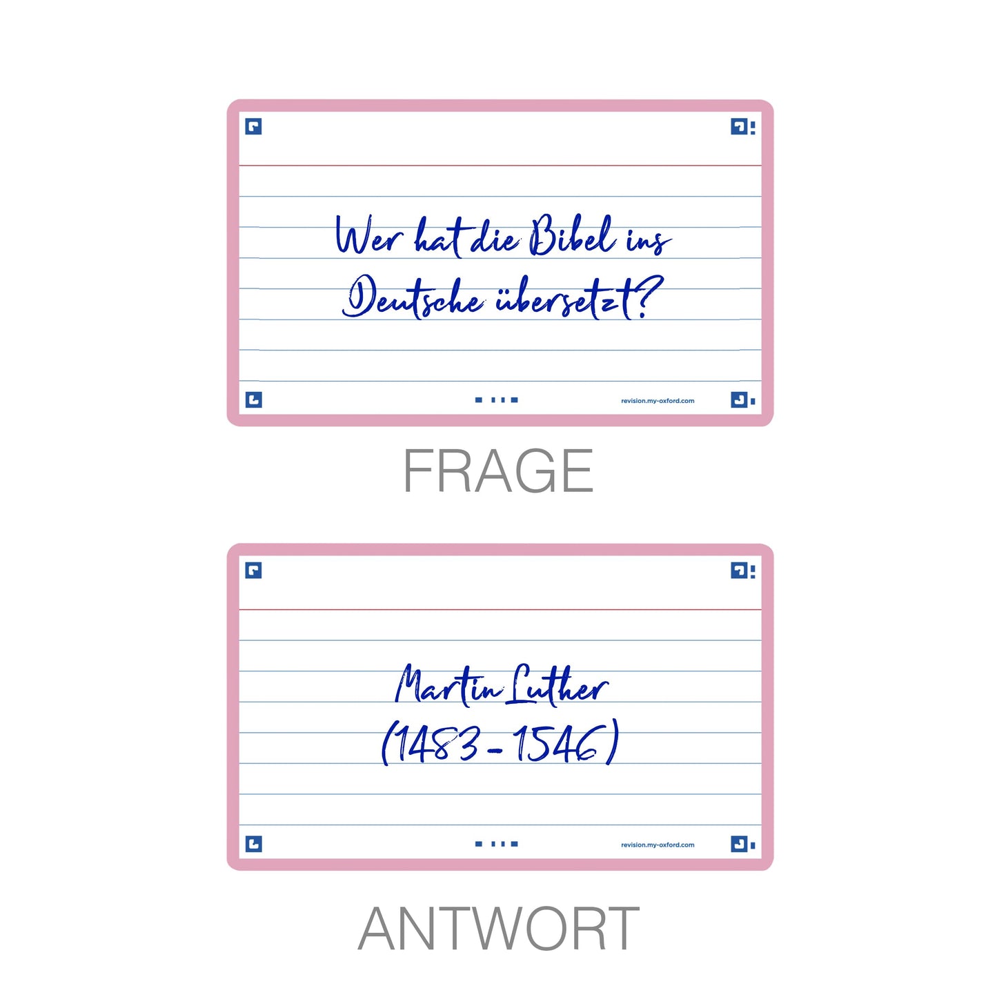 Oxford Flash Cards, Ruled with Pink Frame, 7.5 x 12.5 cm, Pack of 80