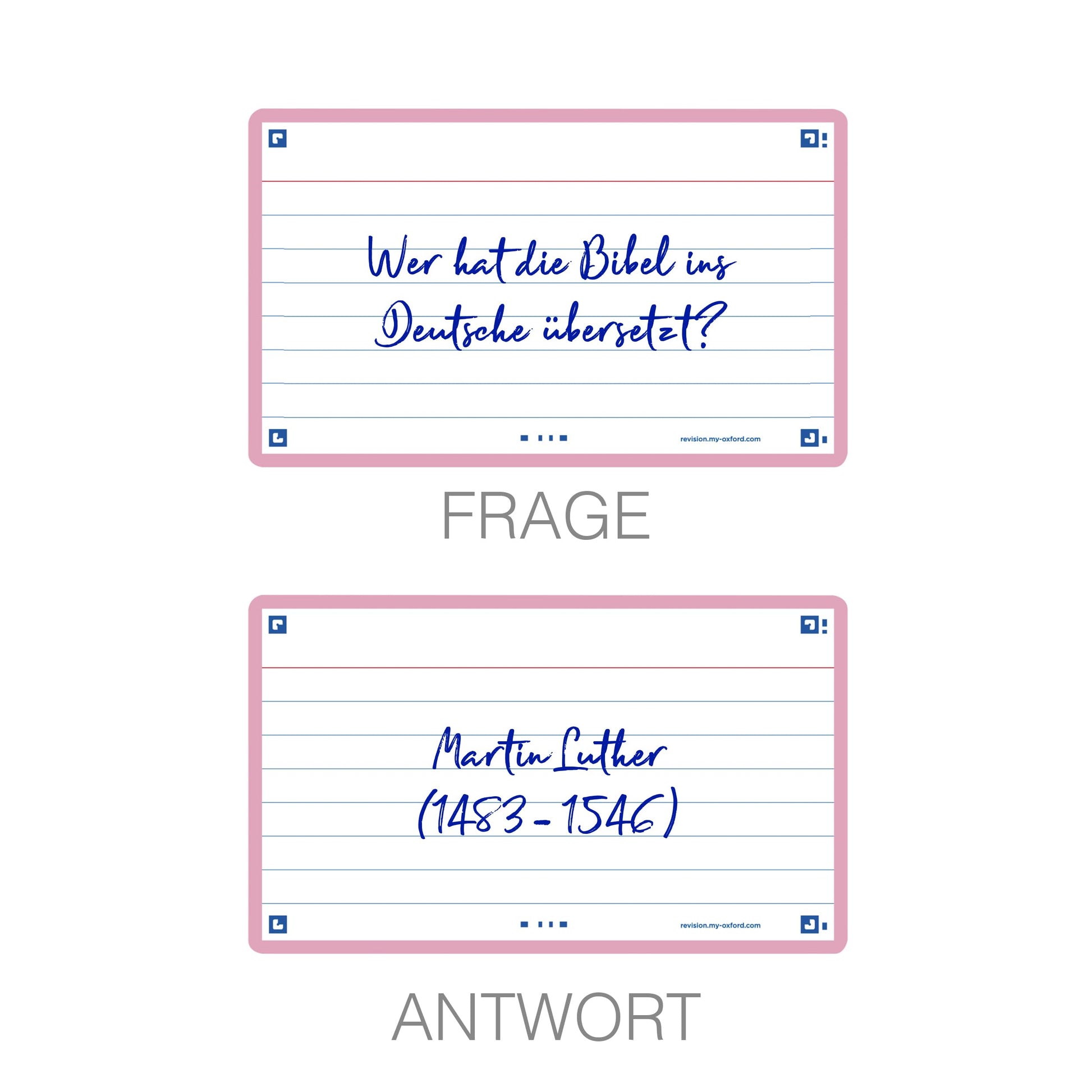 Oxford Flash Cards, Ruled with Pink Frame, 7.5 x 12.5 cm, Pack of 80