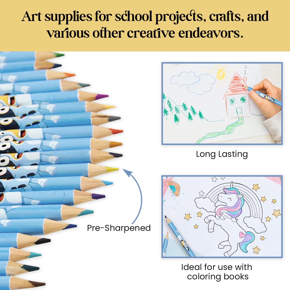 Bluey Colouring Pencils for Kids - 72 Pencils Colouring Box Colouring Set for Children Aged 3+