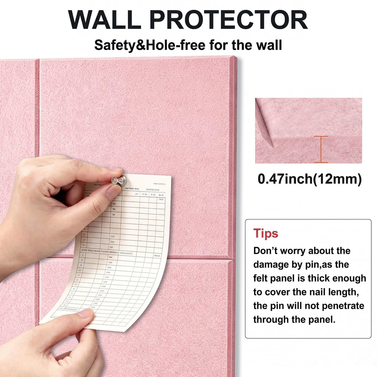 G Gamit 0.47" Thick Felt Pin Board 36"x24" Large Cork Board Alternative 6 Pack 11.81"x11.81"Felt