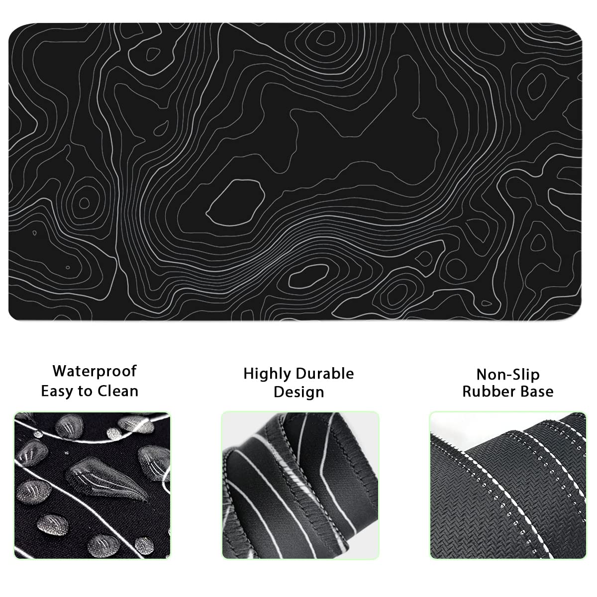 Topographic Mouse Pad Set, Extended Mouse Pad+Keyboard Wrist Rest, Memory Foam Ergonomic Easy