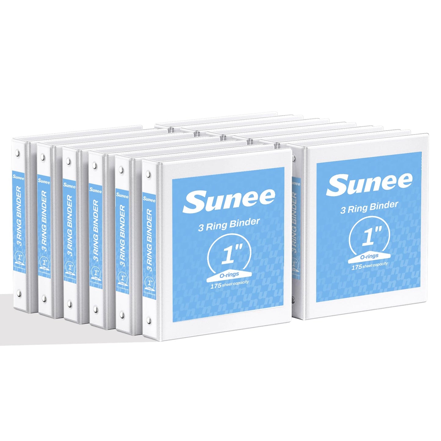 SUNEE 3 Ring Binders 1 Inch 12 Pack, Clear View Binders Bulk Three Ring PVC-Free (Fit 8.5x11