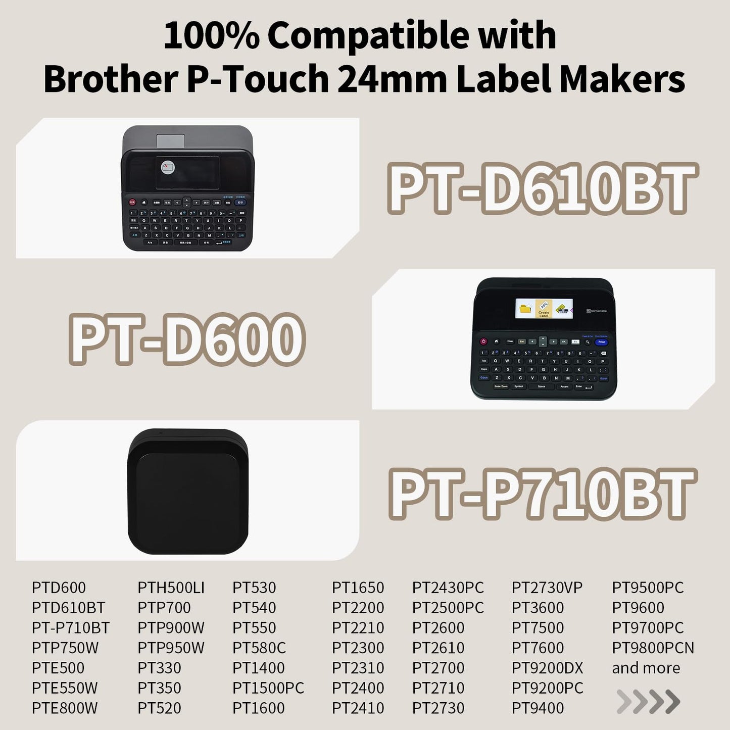 24mm TZE-251 Label Maker Tape Replacement for Brother P-Touch Label Tape