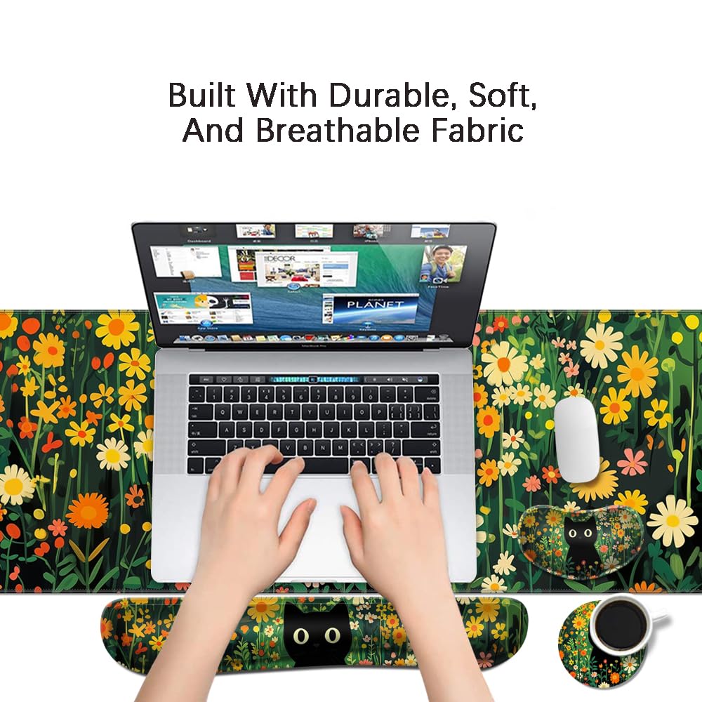 Desk Mat, Large Gaming Mouse Pad with Wrist Rest, 4 in1 XXL Mouse pad+Keyboard Wrist Rest+Mouse Pad