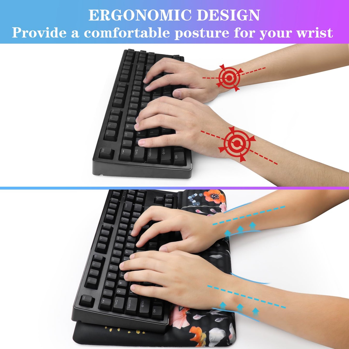 Computer Keyboard Stand with Wrist Rest, Ergonomic Tilted Keyboard Holder - Keyboard Riser with