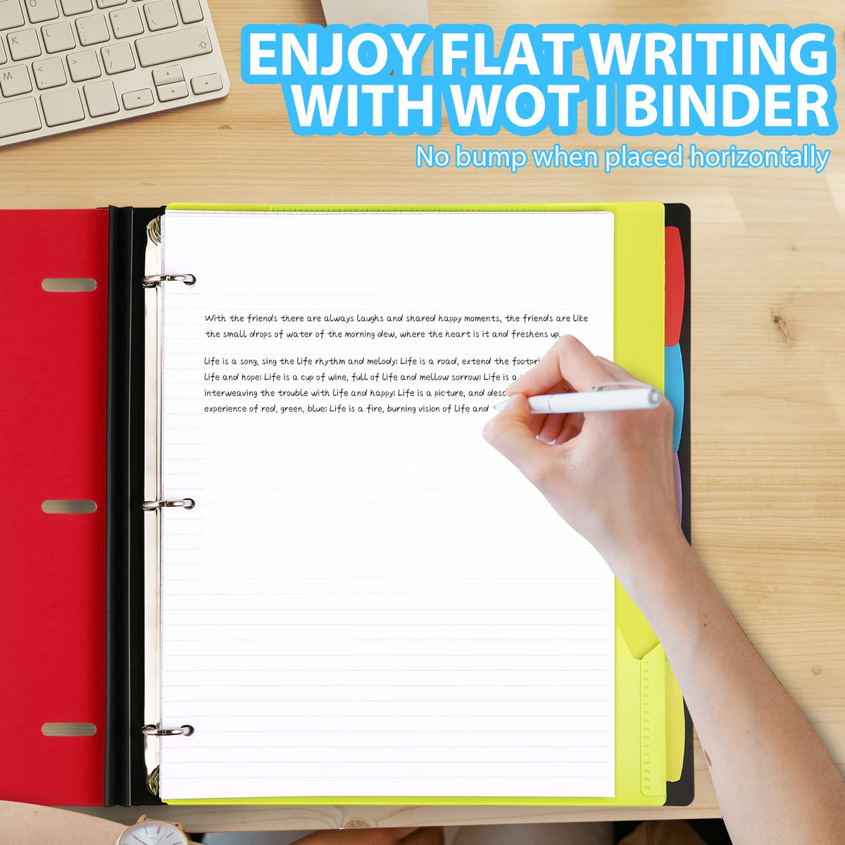 WOT I 2-Pack Telescoping 3 Ring Binder Notebooks, Red