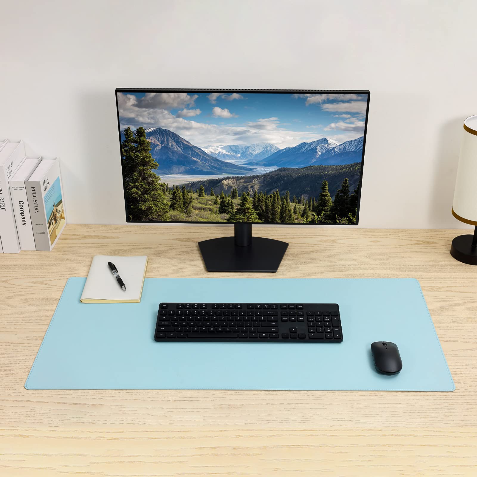 Wolaile Faux Leather Desk Pad Blotter,Waterproof Non-Slip Writing Desk Mat for Kids,36x17 in