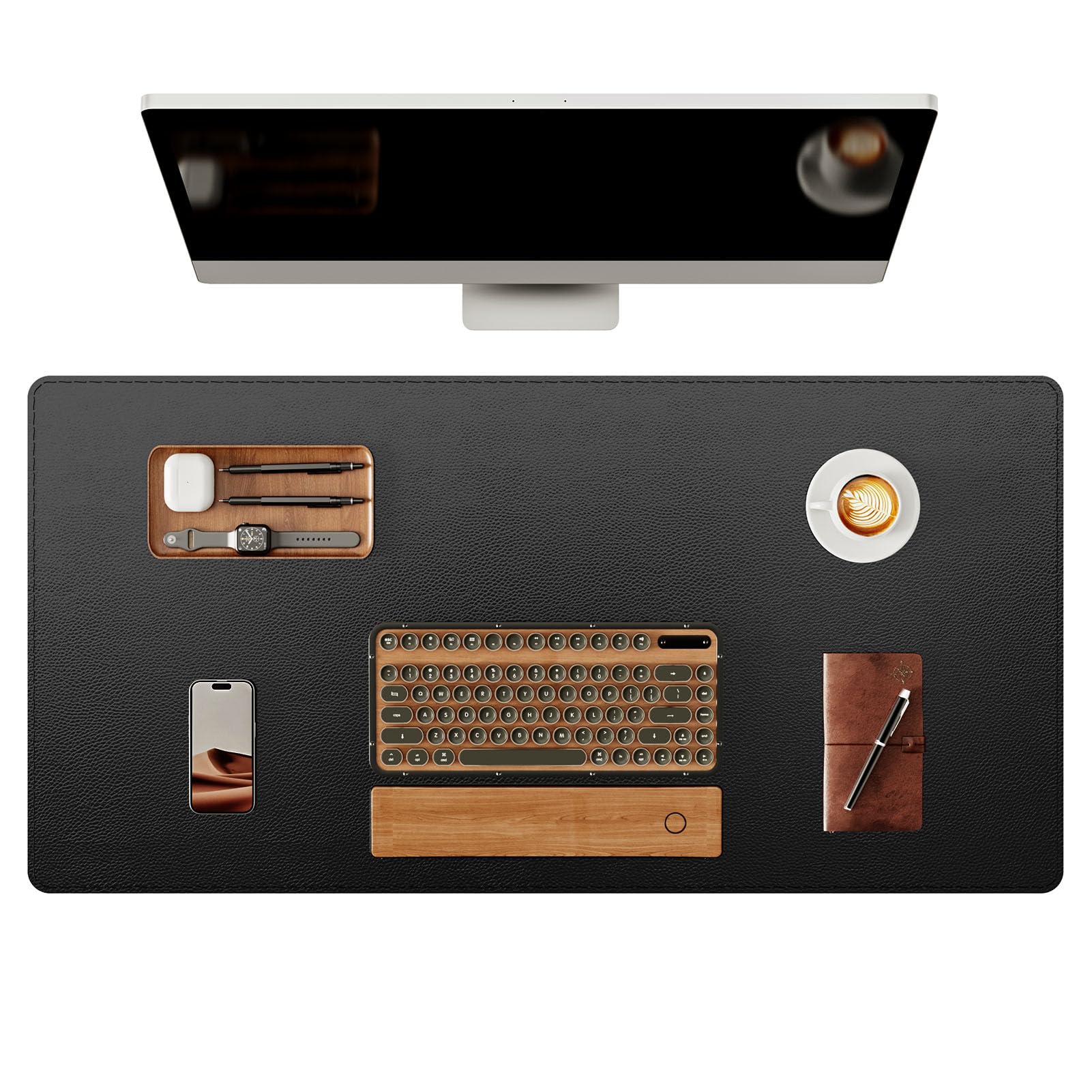 YSAGi Genuine Leather Desk Mat, 31.5"x15.8" Leather Desk Mat, Office Desk Pad, Thick Desk Pad with