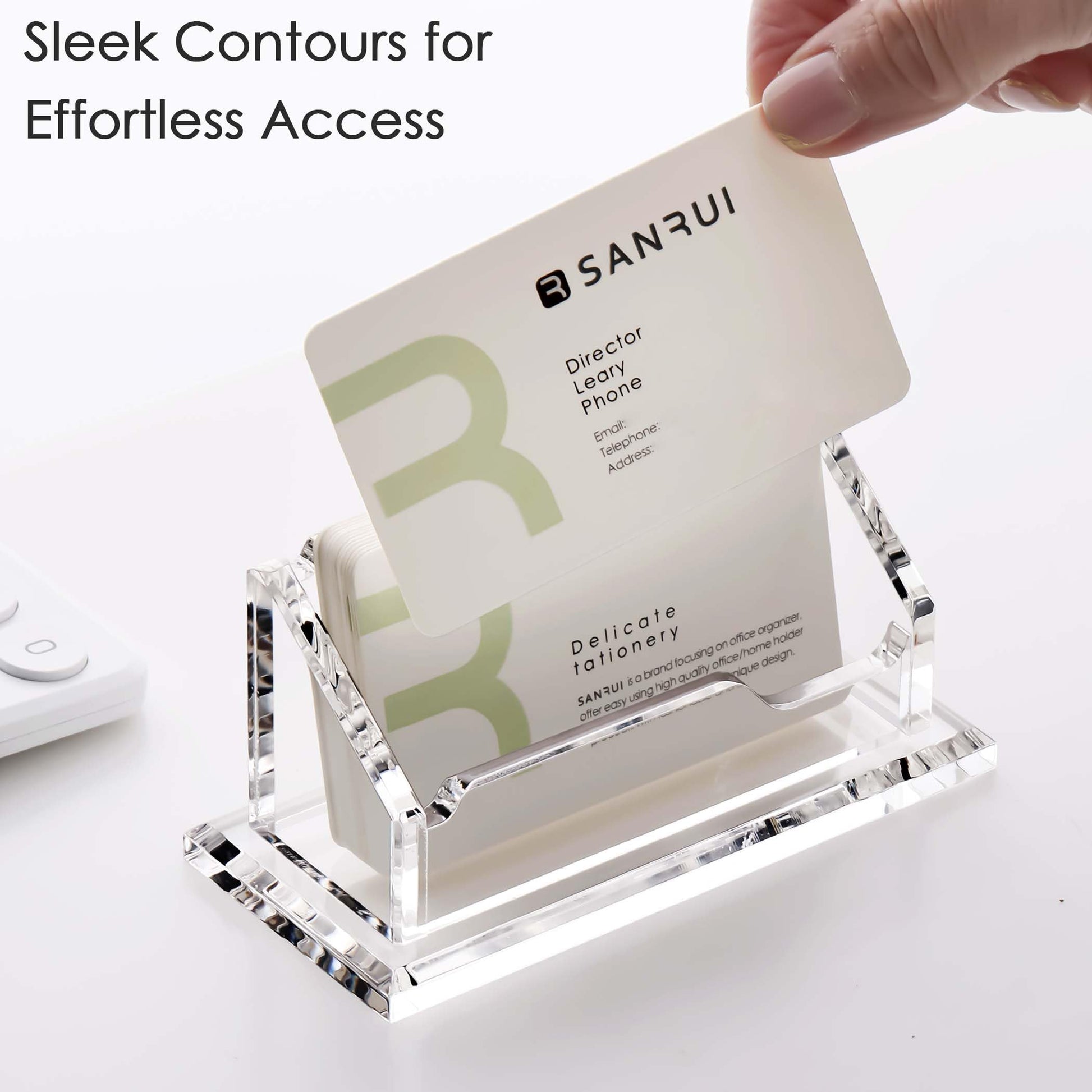 SANRUI Acrylic Business Card Holder for Desk, 2-Pack, Clear