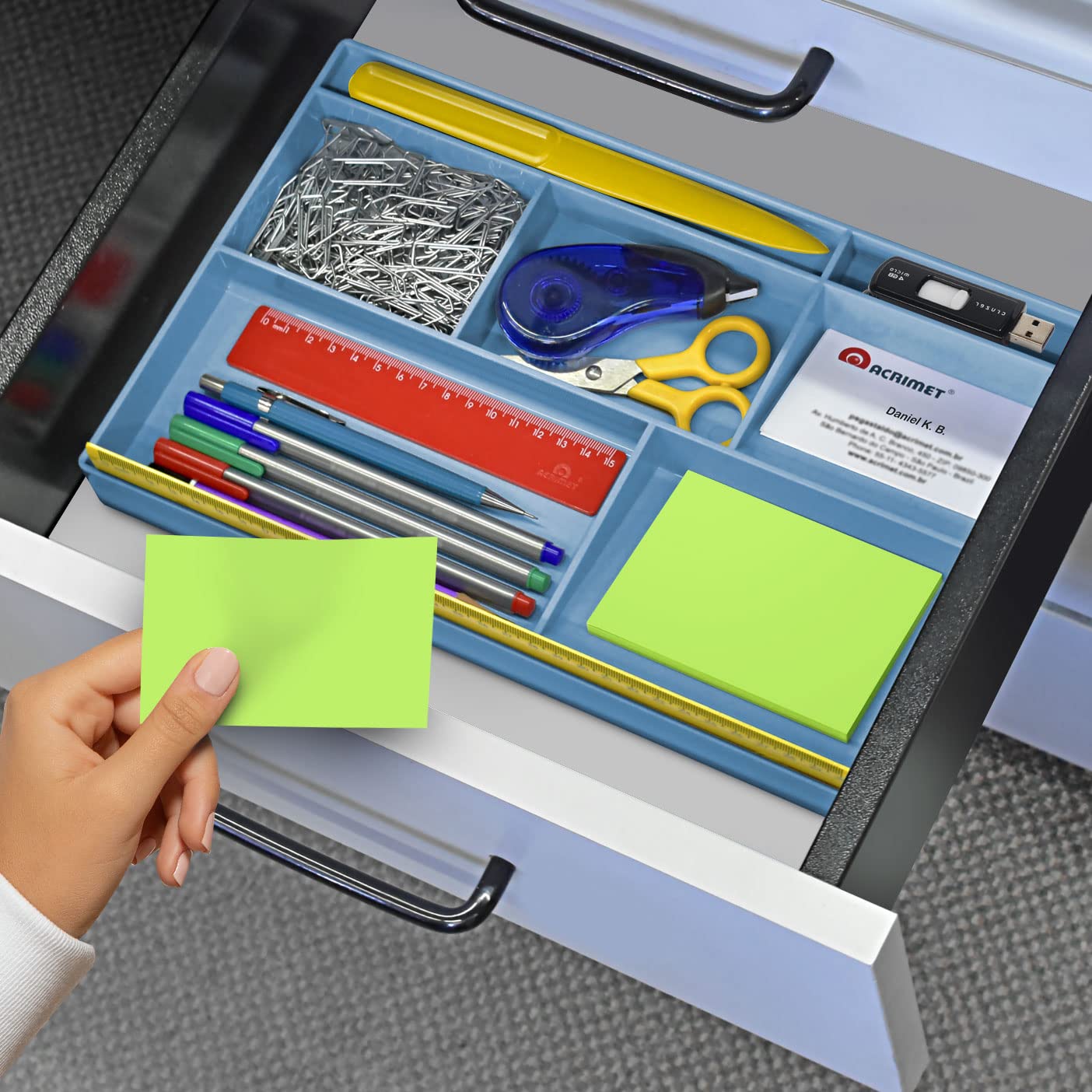 Acrimet Desk Drawer Organizer Tray with 8 Compartments – Multi-Purpose Bin for Office Supplies