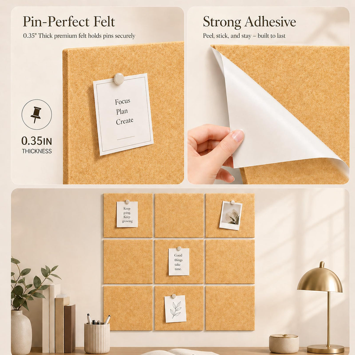 Baysola Felt Bulletin Board Tiles, Large Cork Board Alternative,24 x 36 in