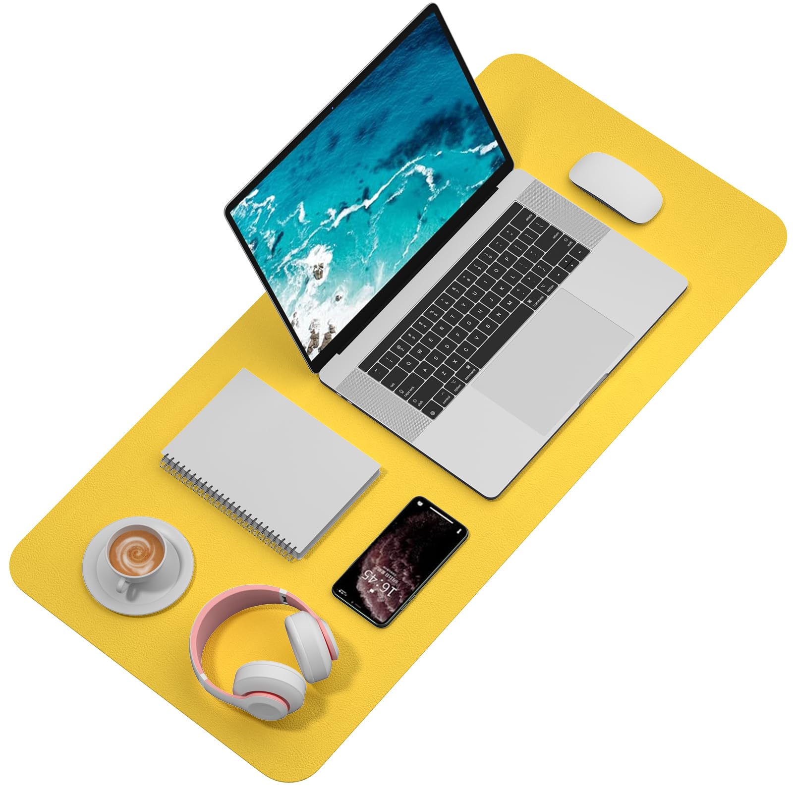 Hsurbtra Desk Pad, 35.5" x 17" PU Leather Desk Mat, XXL Extended Mouse Pad, Waterproof Desktop