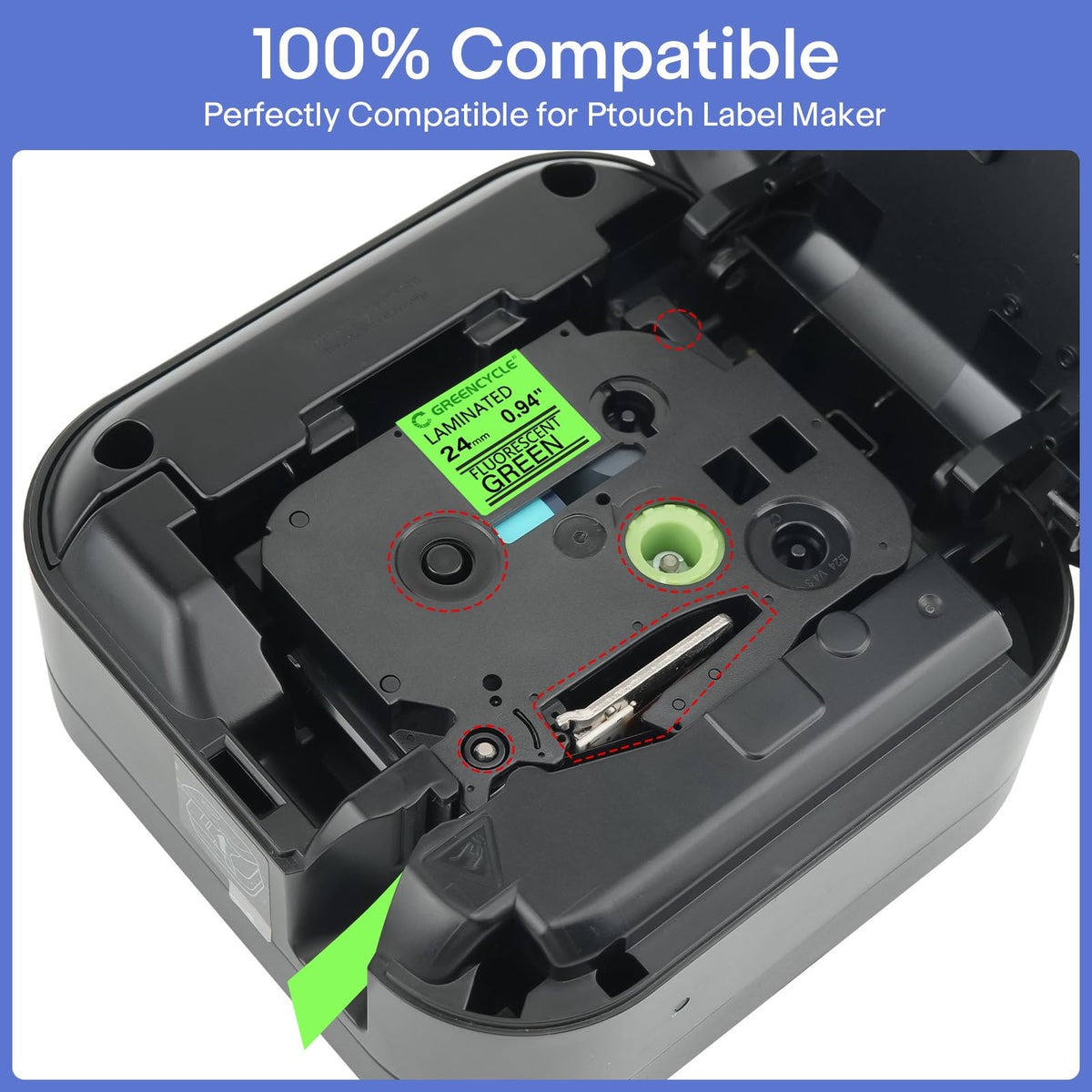 GREENCYCLE Compatible for Brother P-Touch 24mm Label Tape TZe-D51 TZ-D51 TZe TZ 24mm 0.94'' Black