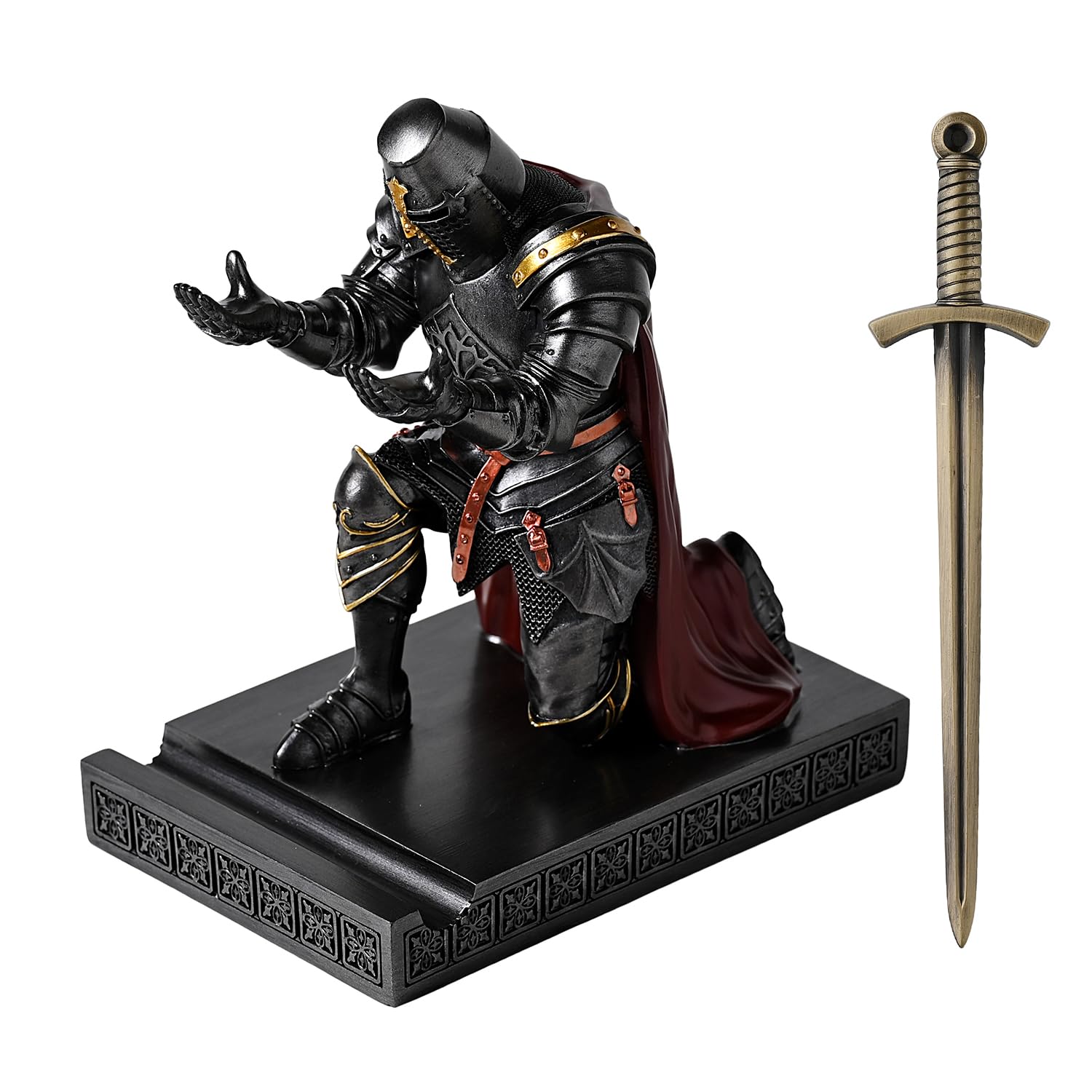 Medieval Templar Vanguard Officer Knight Pen Holder Desk Organizers Iron