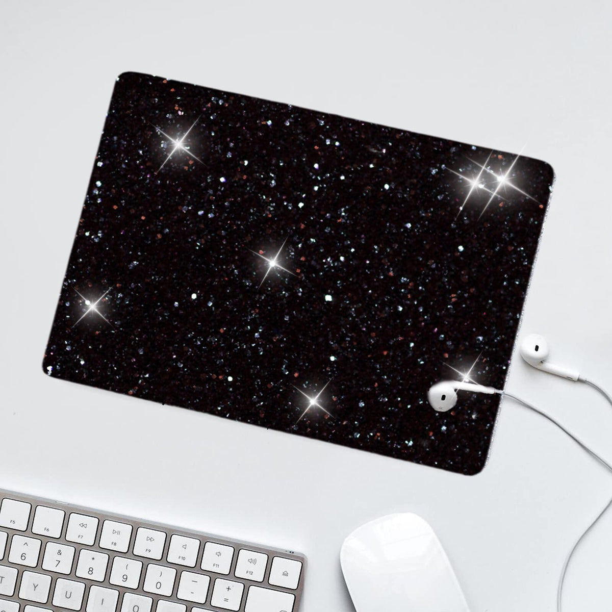 Black Mousepad Diamond Black Glitter Sparkle Mouse pad Bling Desk Accessories Gaming Bling Rubber