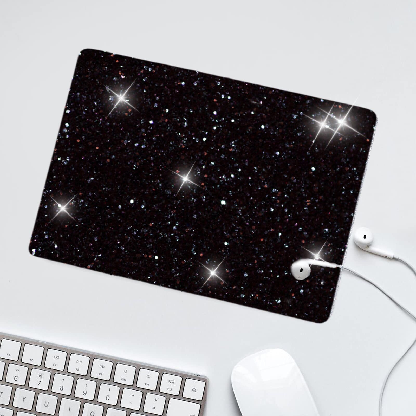 Black Mousepad Diamond Black Glitter Sparkle Mouse pad Bling Desk Accessories Gaming Bling Rubber