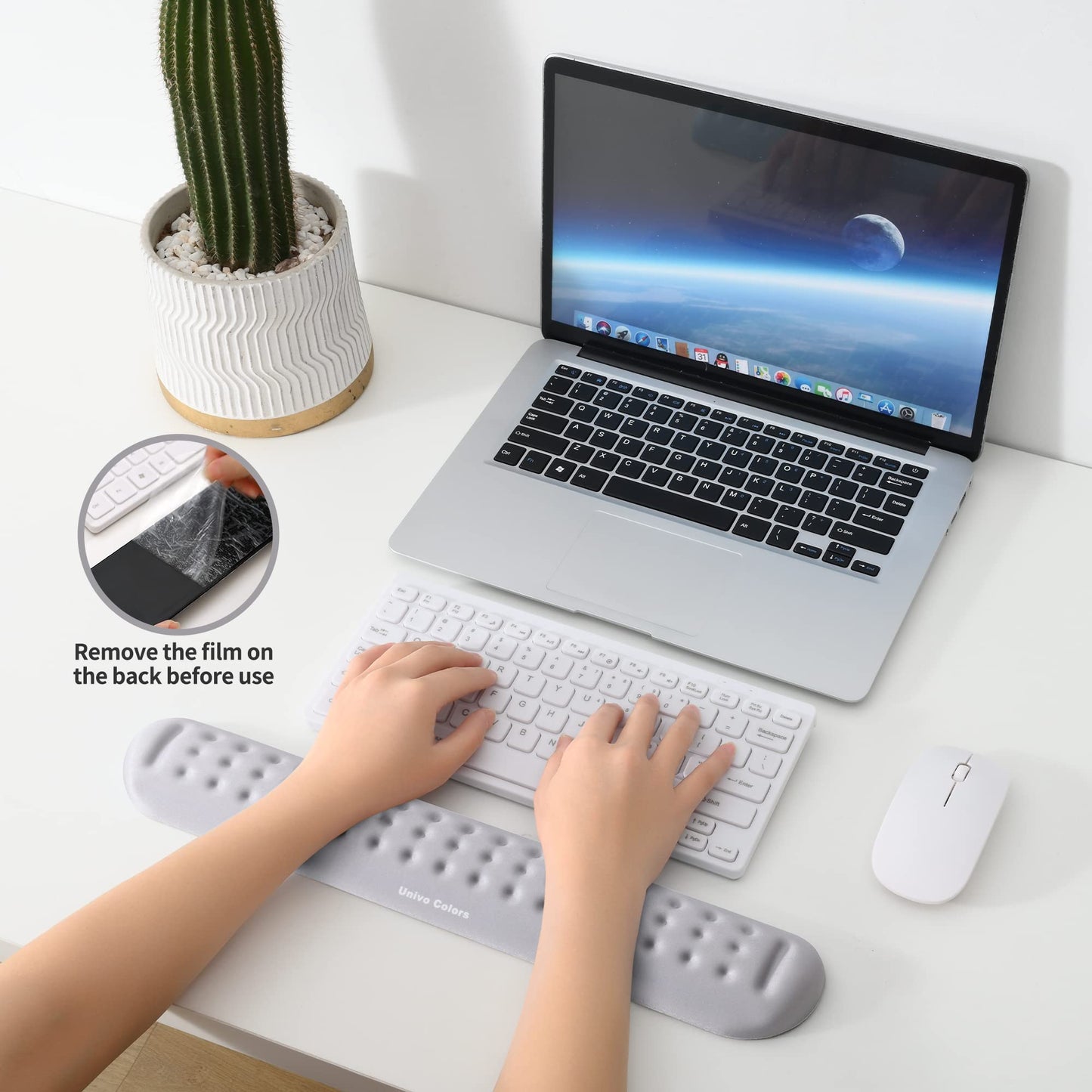Univo Colors Gray Superfine Memory Foam Keyboard Wrist Rest Soft Gel Ergonomic Wrist Support Pad
