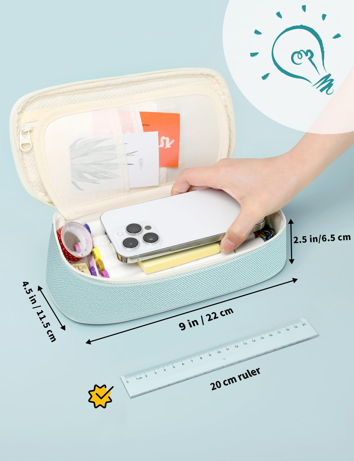 SUNEE Cute Pencil Case, Aesthetic Pen Pouch, Colored Large Pencil Bag with Zipper, Kawaii