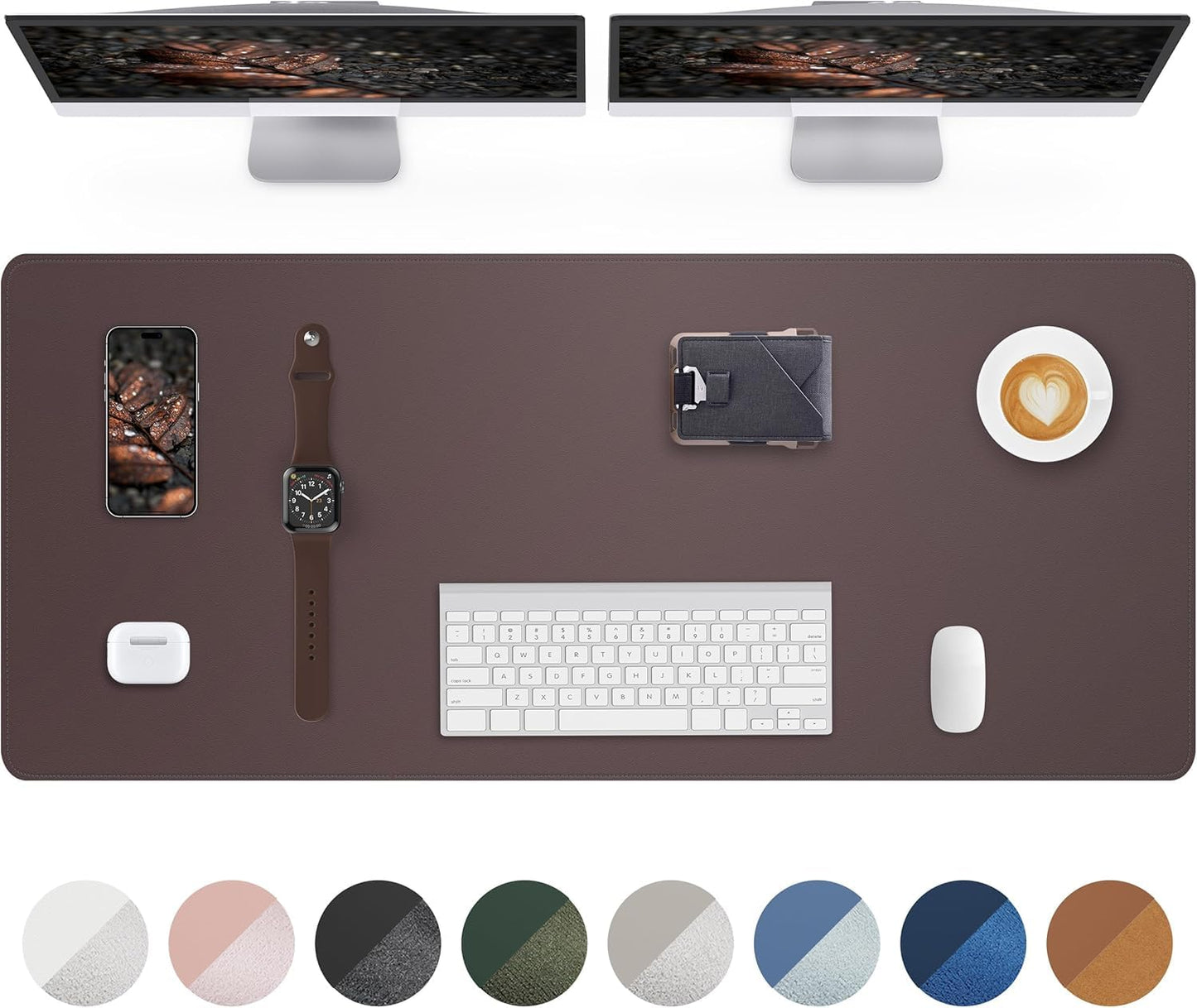 AFIING Large Desk Mat 55" x 24" - PU Leather Desk Pad Protector, Waterproof Non-Slip Extended Mouse