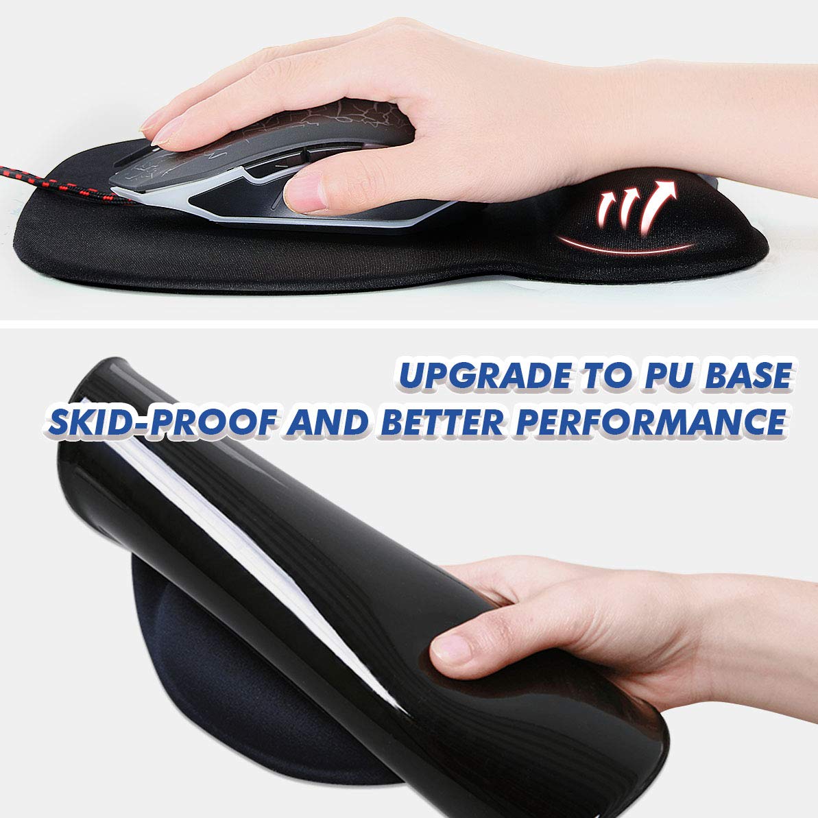 Wrist Rest Set of 2 Premium Soft Silicone Keyboard Wrist Support Bar and Mouse Wrist Rest Pads Set