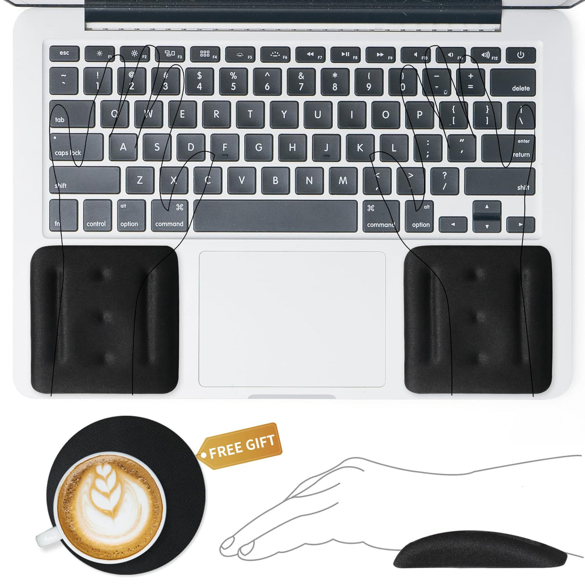 VAGAU Wrist Rests for Laptop, Wrist Support for Keyboard and Mouse Black