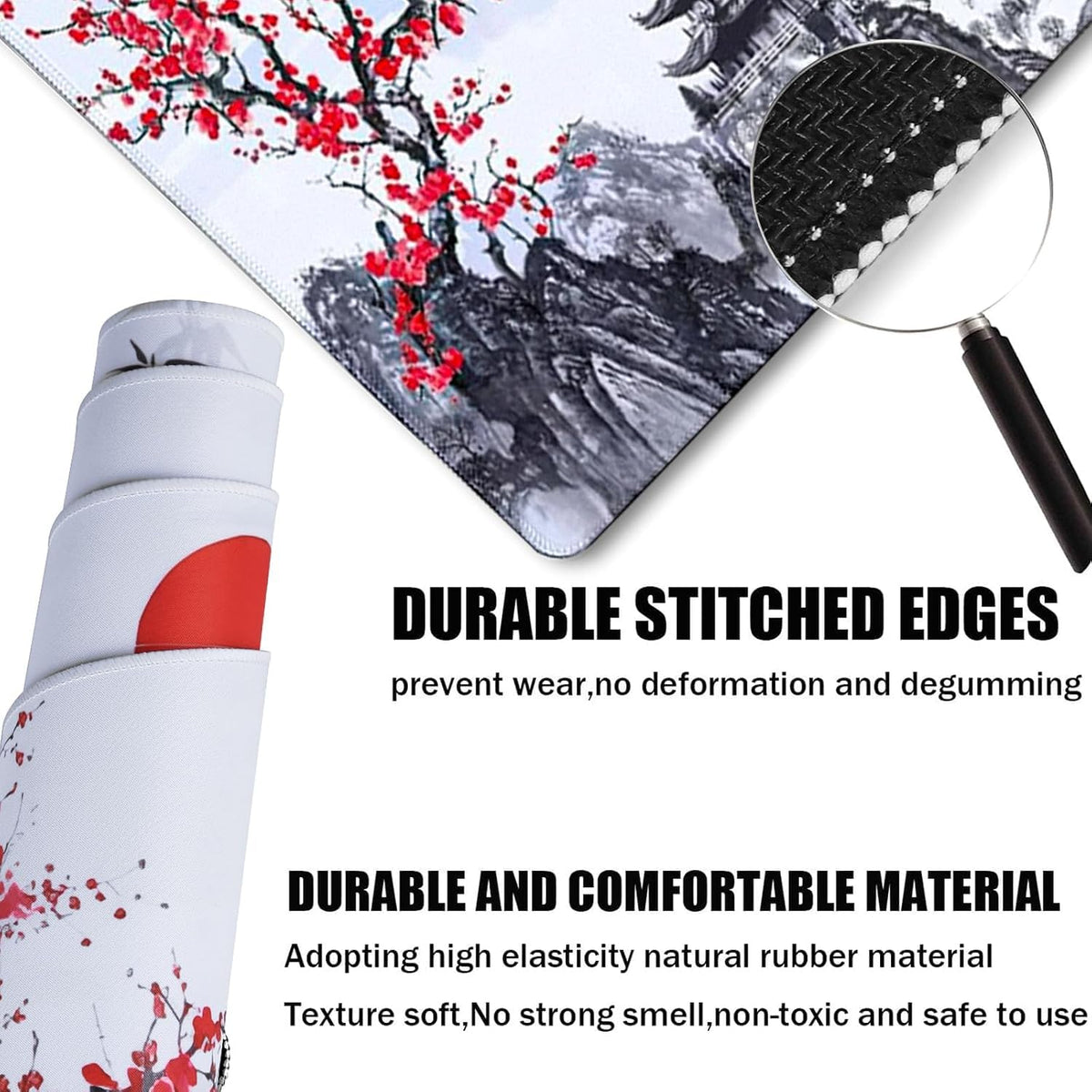Gaming Mouse Pad Ink Pattern, 35.4x15.7 Inch Waterproof Computer Big Mousepad Non-Slip Mouse Mat