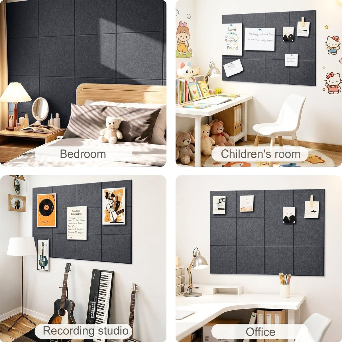 G Gamit Felt Wall Tiles Bulletin Board Large Cork Board Alternative 6 Pack 11.81”x11.81”x0.47” Felt
