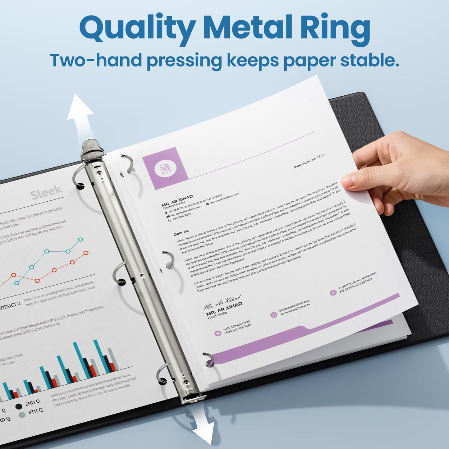 SUNEE 3 Ring Binders 1 Inch 12 Pack, Clear View Three Ring PVC-Free (Fit 8.5x11 Inches) for School