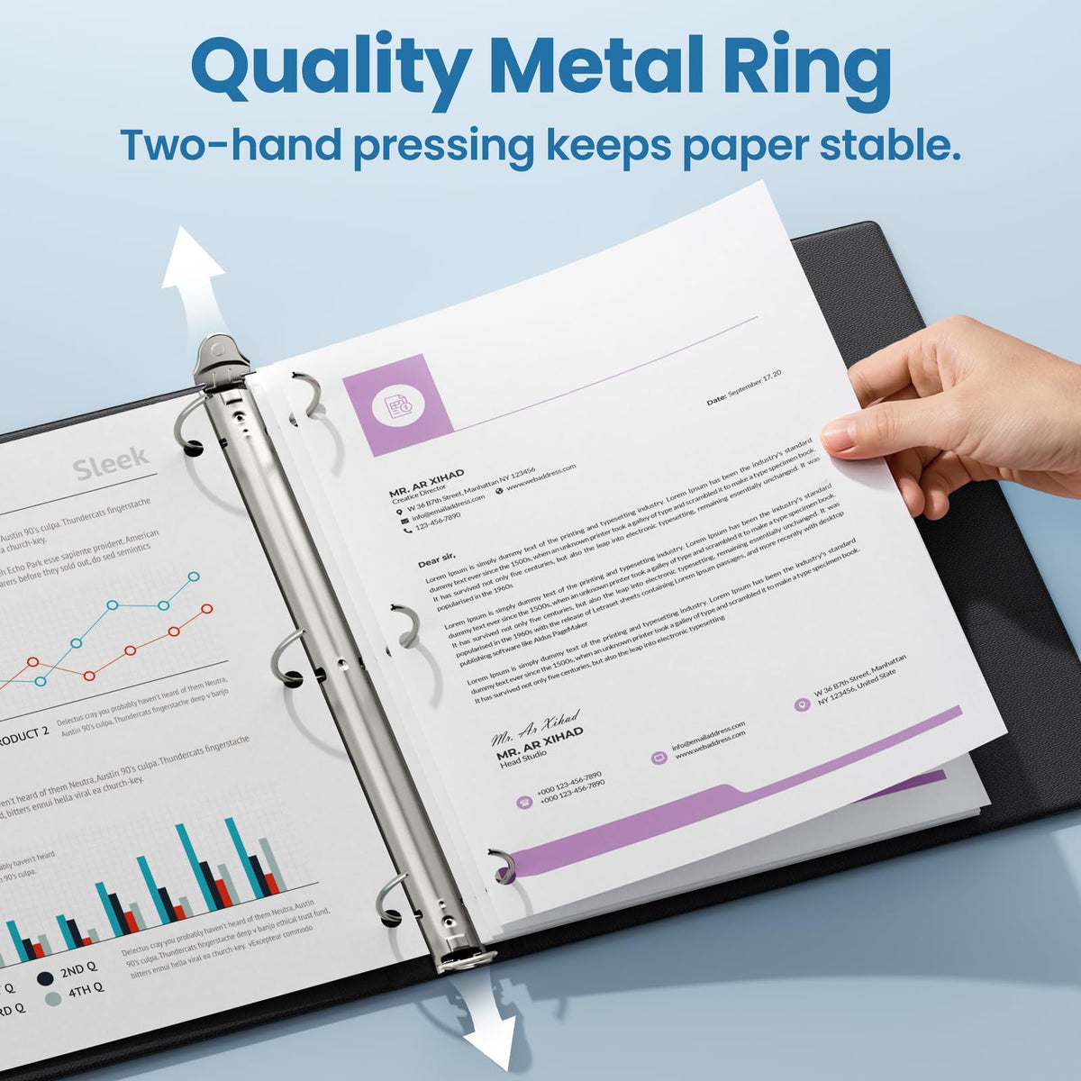 SUNEE 3 Ring Binders 1 Inch 12 Pack, Clear View Three Ring PVC-Free (Fit 8.5x11 Inches) for School