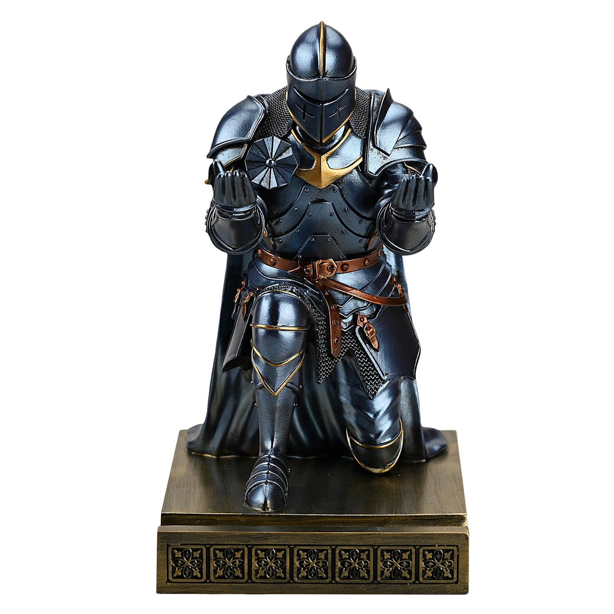 Medieval Armored Knight Pen Holder Figurine Paperweight Phone Stand Blue