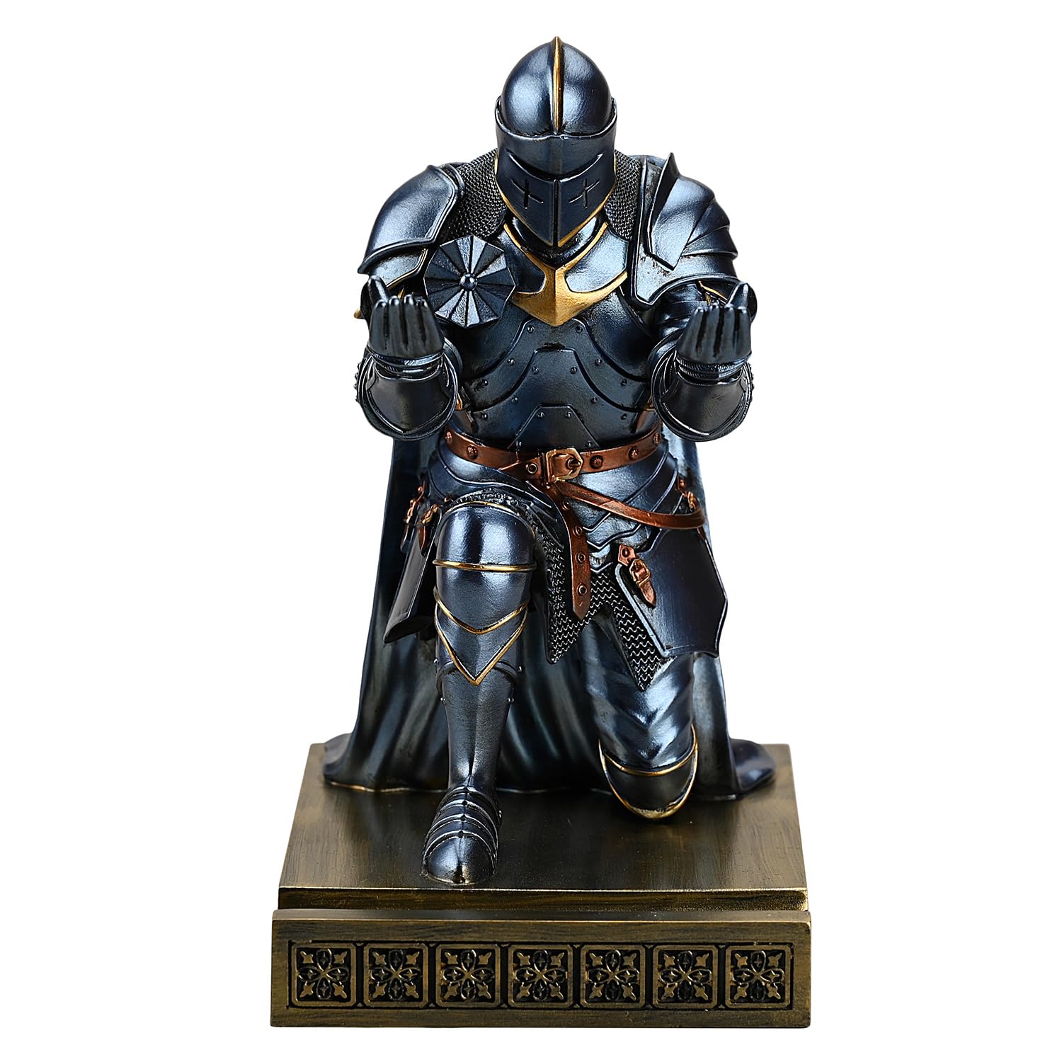 Medieval Armored Knight Pen Holder Figurine Paperweight Phone Stand Blue