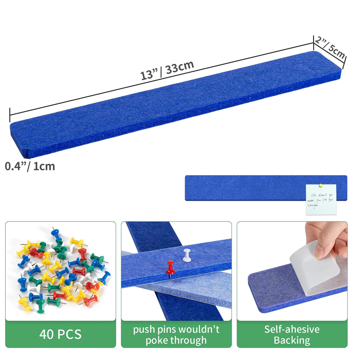 GoTiling Cork Board for Walls - 8 Pack Felt Pin Board Bar Strips - Self-Adhesive Lightweight
