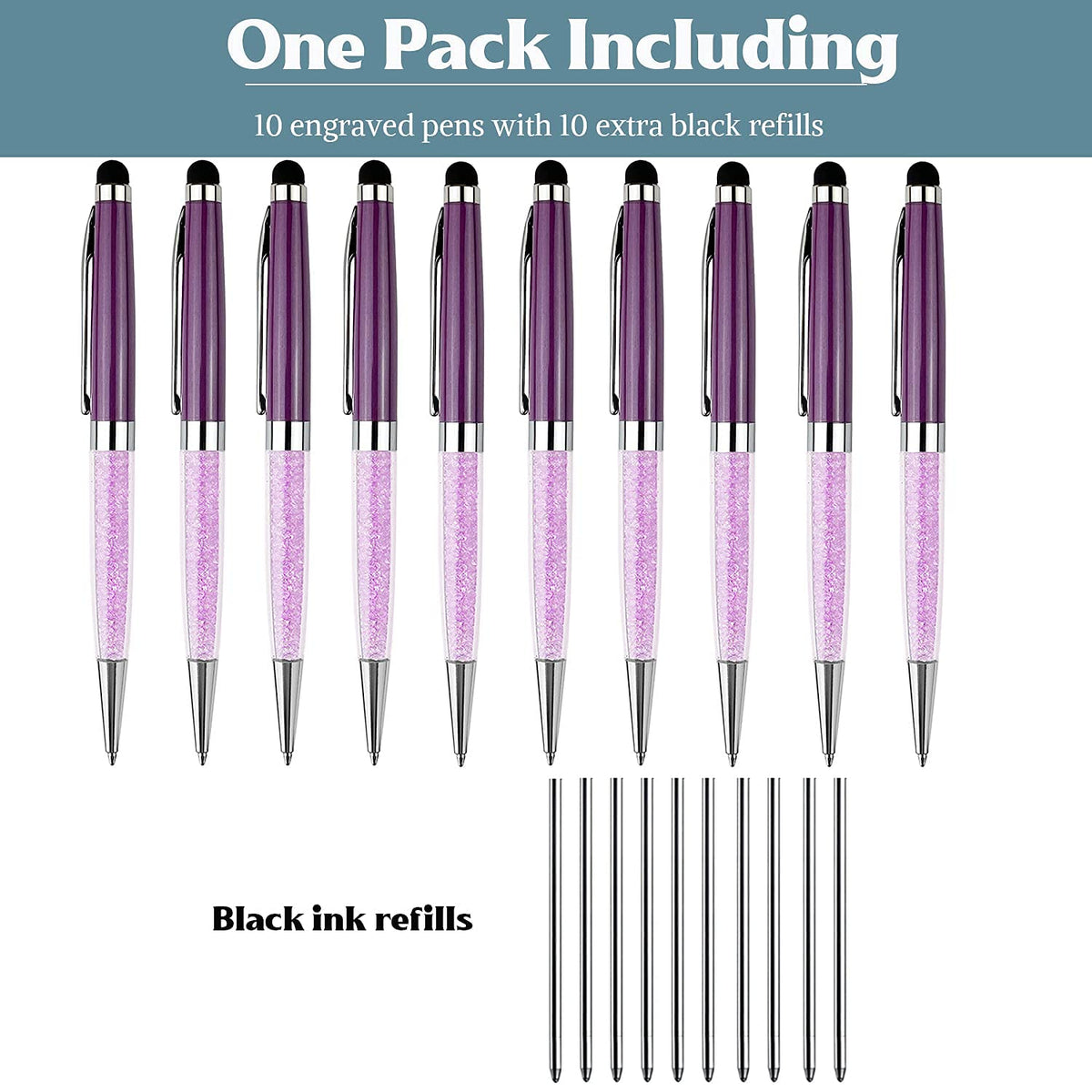 Personalized Business Pens Beautiful Crystal-Engraved your Message Names