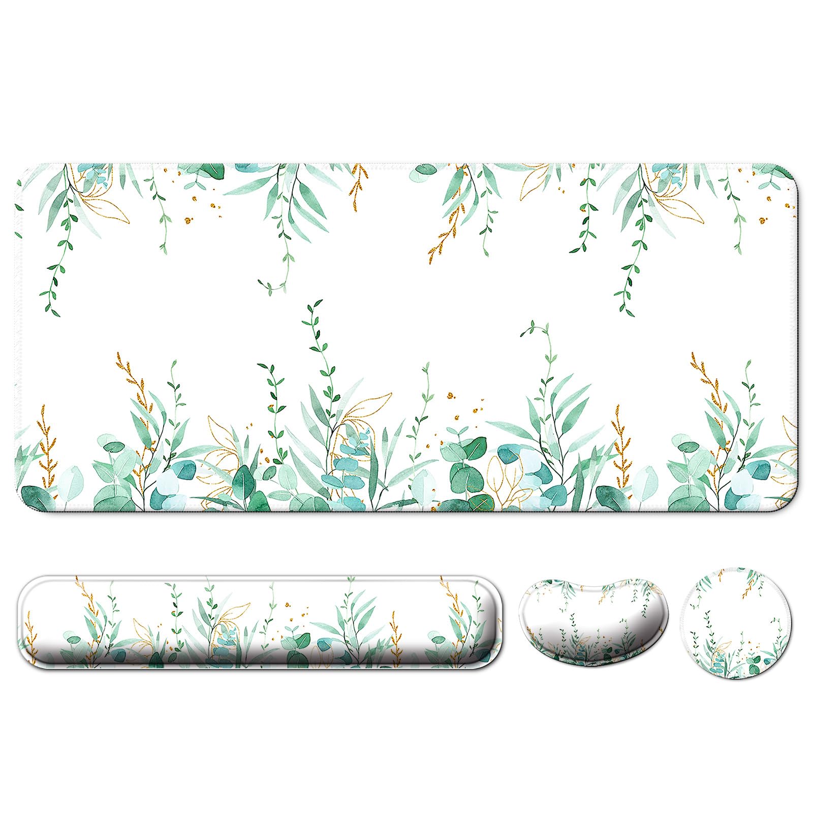 4 in 1 Mouse Pad and Keyboard Wrist Rest,Large Desk Mat,Coaster Set-Tree