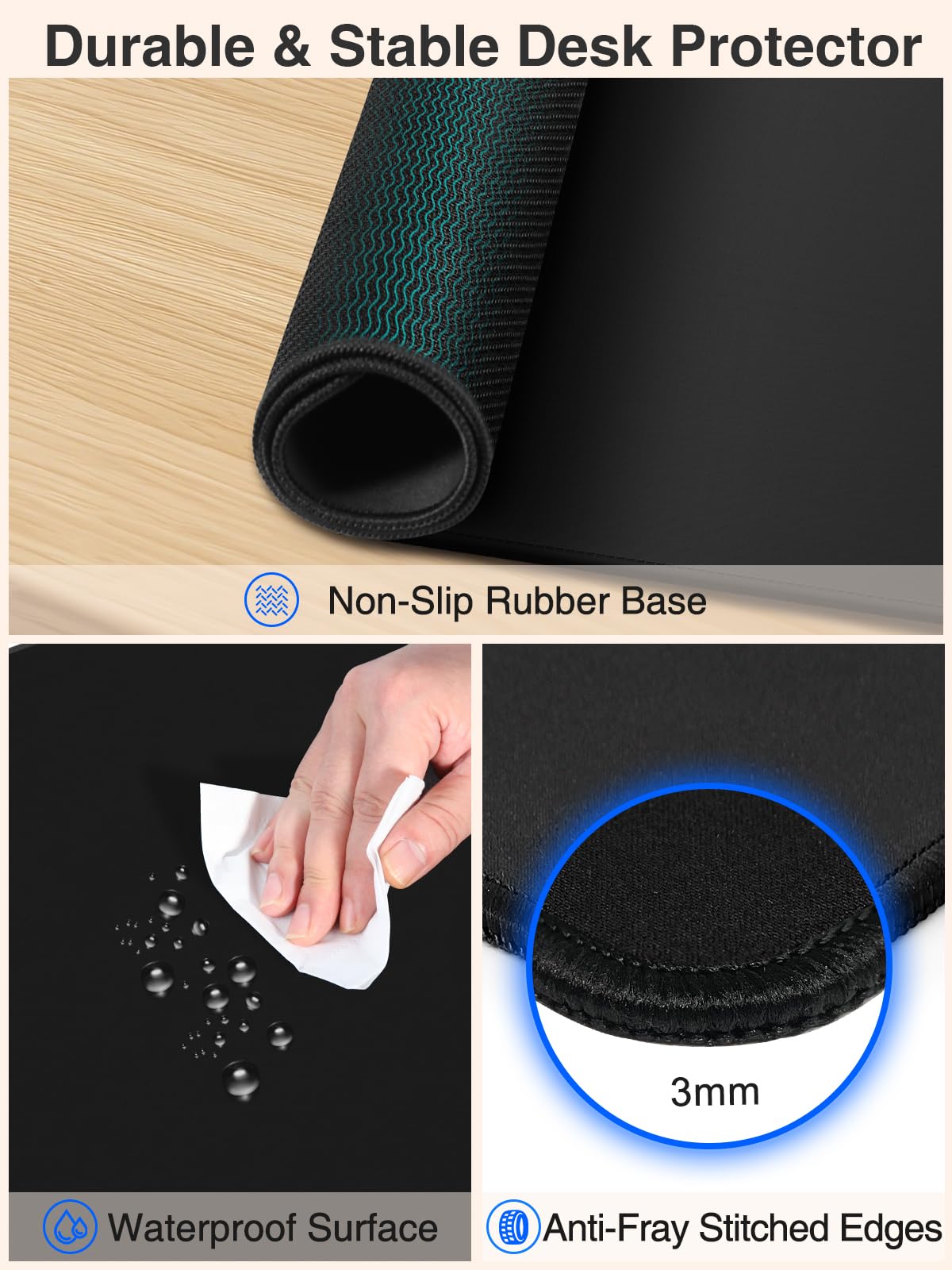 Wireless Charging Mouse Pad, 31.5"x15.8" Large Desk Mat, Smooth Glide
