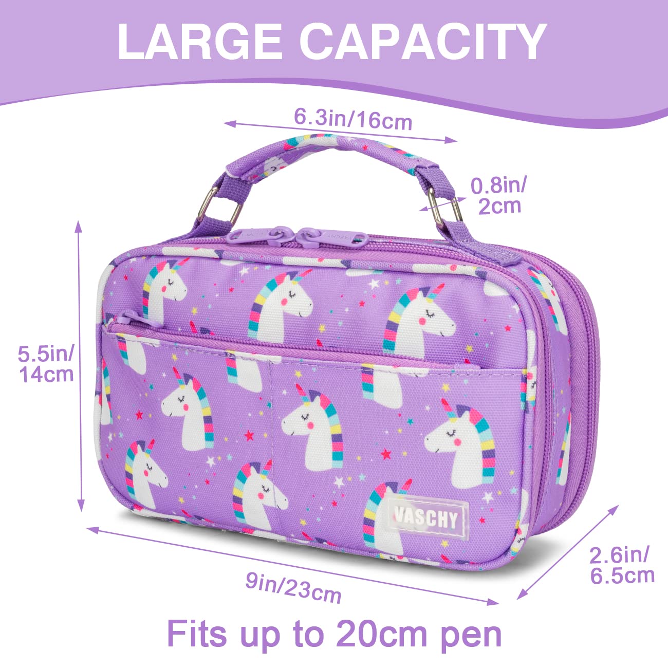 VASCHY Pencil Case for Girls, Aesthetic Kawaii Large Pencil Pouch Stationary Pencil Bag/Box for