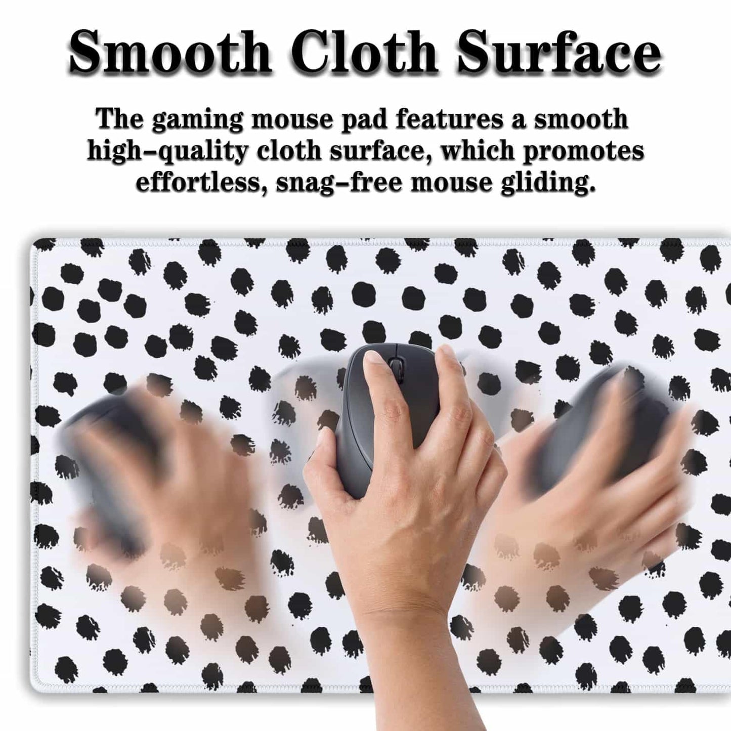 Samgula Big Gaming Mouse Pad - Black/White Desk Pad, Large Non-Slip Rubber Base Waterproof with